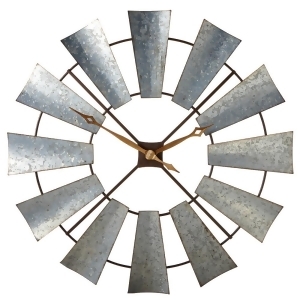 38 Rustic Galvanized Metal Windmill Wall Clock with Two Hands in the Center - All