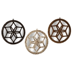 Set of 3 Assorted Cocoa Brown Ivory and Rust Brown Round Star Mirrors - All