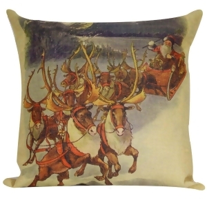 18 Vintage Santa Claus with Reindeer and Sleigh Decorative Christmas Throw Pillow Cover - All