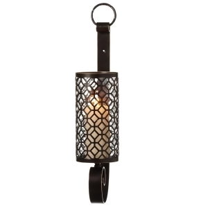 21 Black Geometric Pattern Wall Sconce Pillar Candle Holder with Hanging Hook - All