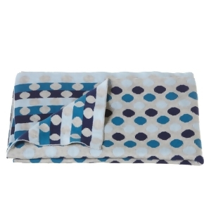 36 Blue and White Knit Multi Polka Dot Rectangular Throw Blanket - All
