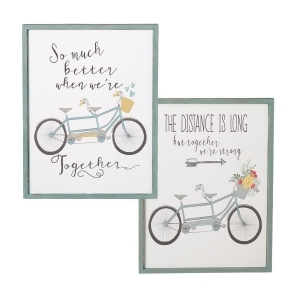 Set of 2 White and Turquoise Inspirational Quotes Tandem Bicycle Wall Decor 2 Assorted 17 - All
