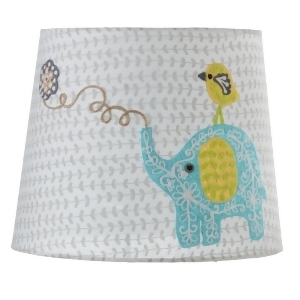 Blue and Yellow Embroidered Elephant and Bird Designed Lamp Shade 10 - All