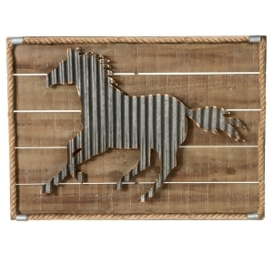 28 Brown Large Corrugated Horse with Rope Border Wooden Wall Decor - All