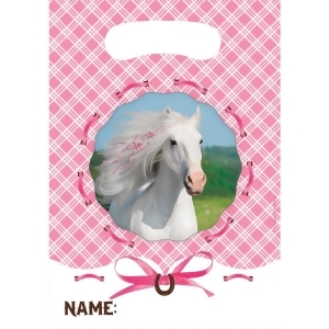 Club Pack of 96 Pink and White Heart My Horse Decorative Loot Bags 12 - All