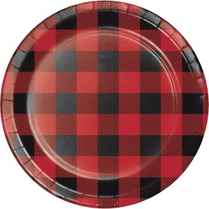 Club Pack of 96 Red and Black Buffalo Plaid Luncheon Plate 6.8 - All