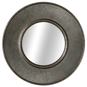 Silver and Rustic Brown Galvanized Wavy Design Corrugated Round Wall Mirror 27 - All