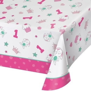 Club Pack of 6 Pink and White Doodle Birthday Printed Table Cover 102 - All