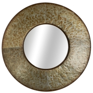 26 Brown Metal and Glass Round Galvanized Decorative Wall Mirror - All