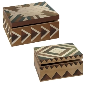 Set of 2 Brown and Green Decorative Watercolor Storage Boxes 11.25 - All