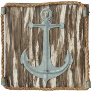 Set of 2 Brown and Blue Ship Wheel Anchor with Rope Designed Wall Art 8 - All
