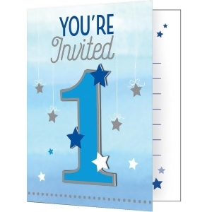 Club Pack of 48 Metallic Gray and Blue One Little Star Invitations 7 - All