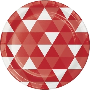 Club Pack of 96 Classic Red and White Fractal Designed Dinner Plate 6.8 - All