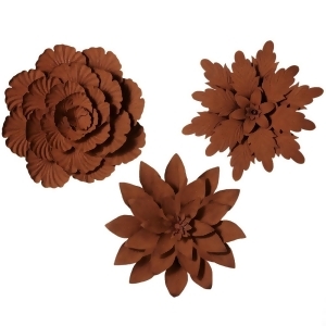 Set of 3 Assorted Chocolate Brown Large Rusted Flower Shaped Wall Decor 14 - All