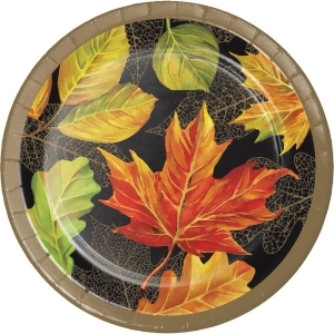 Club Pack of 96 Orange and Black Elegant Fall Decorative Luncheon Plate 6.875 - All