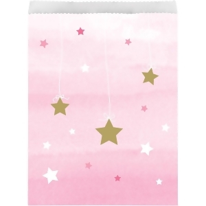 Club Pack of 120 Pink and White Little Star Disposable Paper Treat Bags 11 - All