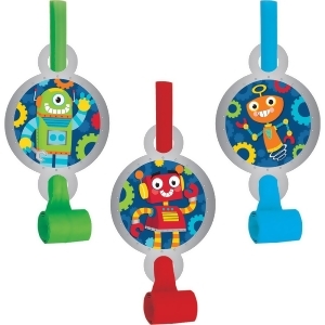 Club Pack of 48 Red and Blue Party Robots Printed Blowout 8.25 - All