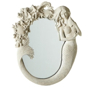 16 Off-White Nautical Themed Resin Mermaid Decorative Wall Mirror - All