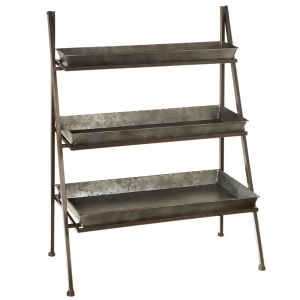 40 Metallic Gray Three-Tiered Folding Shelf with Galvanized Trays - All
