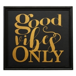 Pack of 4 Black and Gold Good Vibes Only Printed Framed Wall Decor 12 - All
