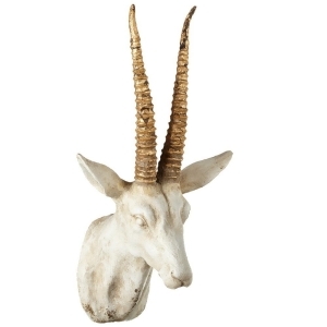 15 White with Gold Antique Style Distressed Antlers Gazelle Wall Mount - All