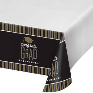Club Pack of 12 Black And Brown Glitzy Graduation Party Decorations Plastic Table cover 102 - All