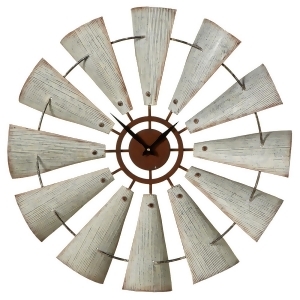 27 Off White and Rusted Brown Windmill Themed Decorative Wall Clock - All