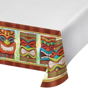 Club Pack of 12 Green and Brown Decorative Tiki Time Designed Printed Plastic Table Cover 102 - All