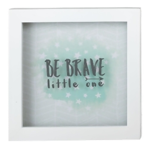 Set of 3 Gray and Blue Be Brave Little One Printed Framed Wall Decor 10.125 - All