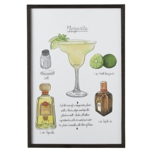 Set of 2 White Green and Brown Framed Margarita Recipe Classic Cocktail Wall Decor 19.1 - All