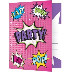 Club Pack 48 Pink and White Girl Superhero Invitation Foldover Attachments 7.5 - All