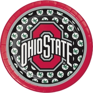 Club Pack of 96 Red and Black Ohio State University Disposable Luncheon Plates 7 - All
