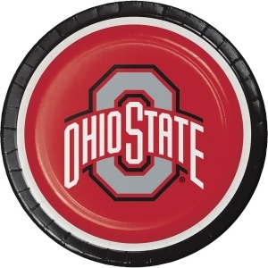Club Pack of 96 Red and Black Ohio State University Disposable Dinner Plates 8.75 - All
