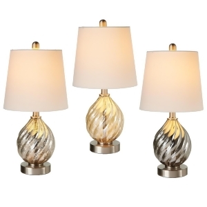 Set of 3 Silver Gold and Brown Assorted Ribbed Luster Swirl Accent Lamps 19.5 - All