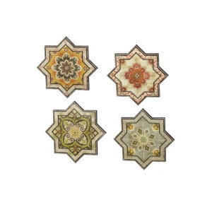 Set of 4 Multi Color Star Shaped Medallion Four Three Assorted Wall Art Decorations 16 - All