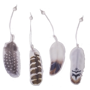 Set of 2 White and Black Decorative Large Hanging Feather Ornament 4 - All