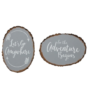 Set of 4 Chocolate Brown and Gray Inspirational Quotes Oval Wall Decor 10 - All