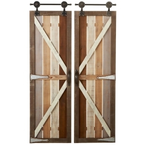 Set of 2 Pine Oak and Mahogany Brown Assorted Barn Doors Wall Decor 50.7 - All