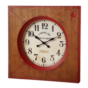 36 Red Distressed Decorative Rustic Square Farmhouse Analogue Wall Clock - All