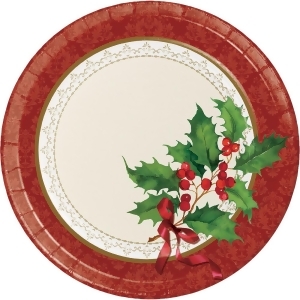 Club Pack of 96 Green and Maroon Holiday Traditions Themed Dinner Plates 8.8 - All