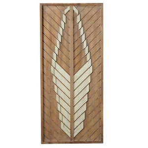 Set of 2 Brown and Ivory Large Slat Feather Rectangular Wooden Wall Decor 35.8 - All