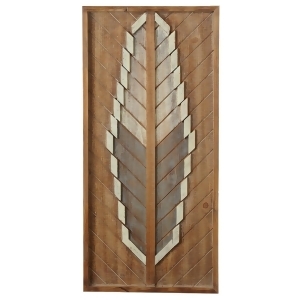 Set of 2 Brown Ivory and Gray Small Slat Feather Wooden Wall Decor 29.7 - All