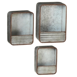 Set of 3 Distressed Silver Galvanized Rectangular Metal Hanging Wall Planter 13 - All