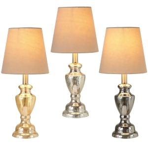 Set of 3 Gold and Silver Luster Urn Accent Table Lamp with Beige Round Shade 17 - All