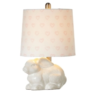 Set of 2 White Bunny Decorative Accent Lamp with Heart Shade. 40W Max 17 - All