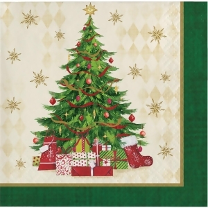 Club Pack of 192 Green Tasteful Tree Square Beverage Disposable Party Napkins 5 - All