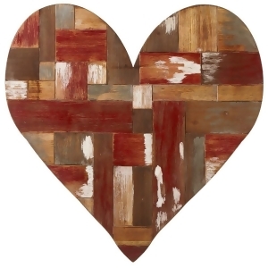 31 Wooden Brown and White Geometric Patchwork Heart Shaped Wall Decor - All