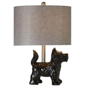 Set of 2 Black Glossy Scottie Dog Accent Lamp with Textured shades. 60W Max 21.5 - All