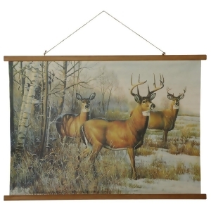 Set of 4 Dark Brown and Green Deer Rolled Forest Theme Canvas Wall Decor 41 - All