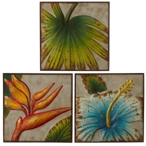 Set of 3 Green and Blue Decorative Embossed Tropical Wall Decor 16.5 - All